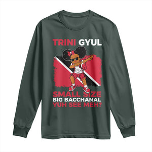 Trini Gyul Long Sleeve Shirt Funny Trinidadian Girl Afro Island Girls Caribbean TS10 Dark Forest Green Print Your Wear