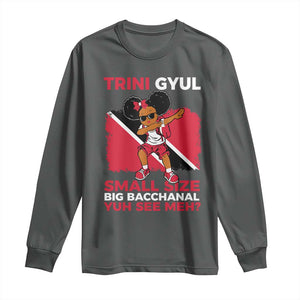 Trini Gyul Long Sleeve Shirt Funny Trinidadian Girl Afro Island Girls Caribbean TS10 Dark Heather Print Your Wear