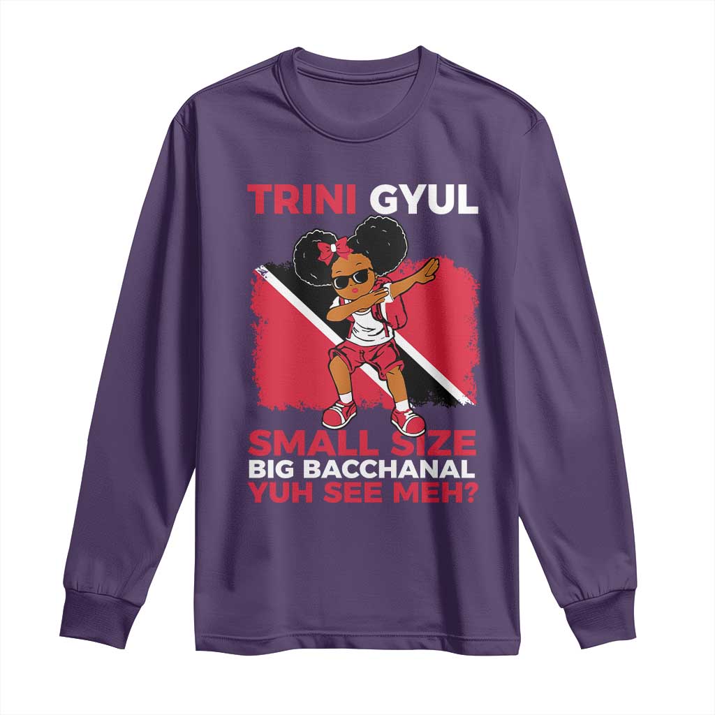 Trini Gyul Long Sleeve Shirt Funny Trinidadian Girl Afro Island Girls Caribbean TS10 Purple Print Your Wear