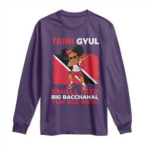 Trini Gyul Long Sleeve Shirt Funny Trinidadian Girl Afro Island Girls Caribbean TS10 Purple Print Your Wear