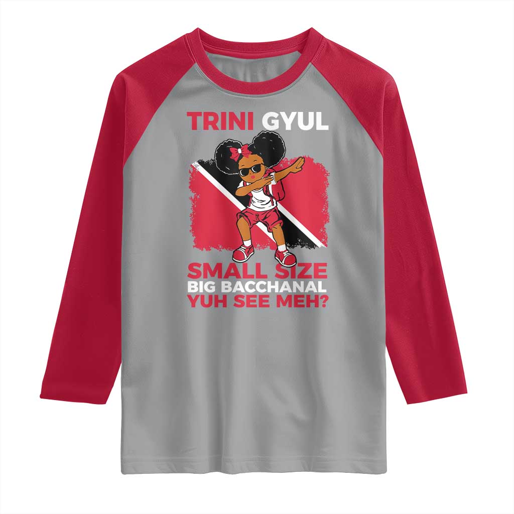 Trini Gyul Raglan Shirt Funny Trinidadian Girl Afro Island Girls Caribbean TS10 Sport Gray Red Print Your Wear
