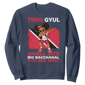 Trini Gyul Sweatshirt Funny Trinidadian Girl Afro Island Girls Caribbean TS10 Navy Print Your Wear