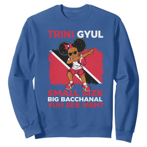 Trini Gyul Sweatshirt Funny Trinidadian Girl Afro Island Girls Caribbean TS10 Royal Blue Print Your Wear