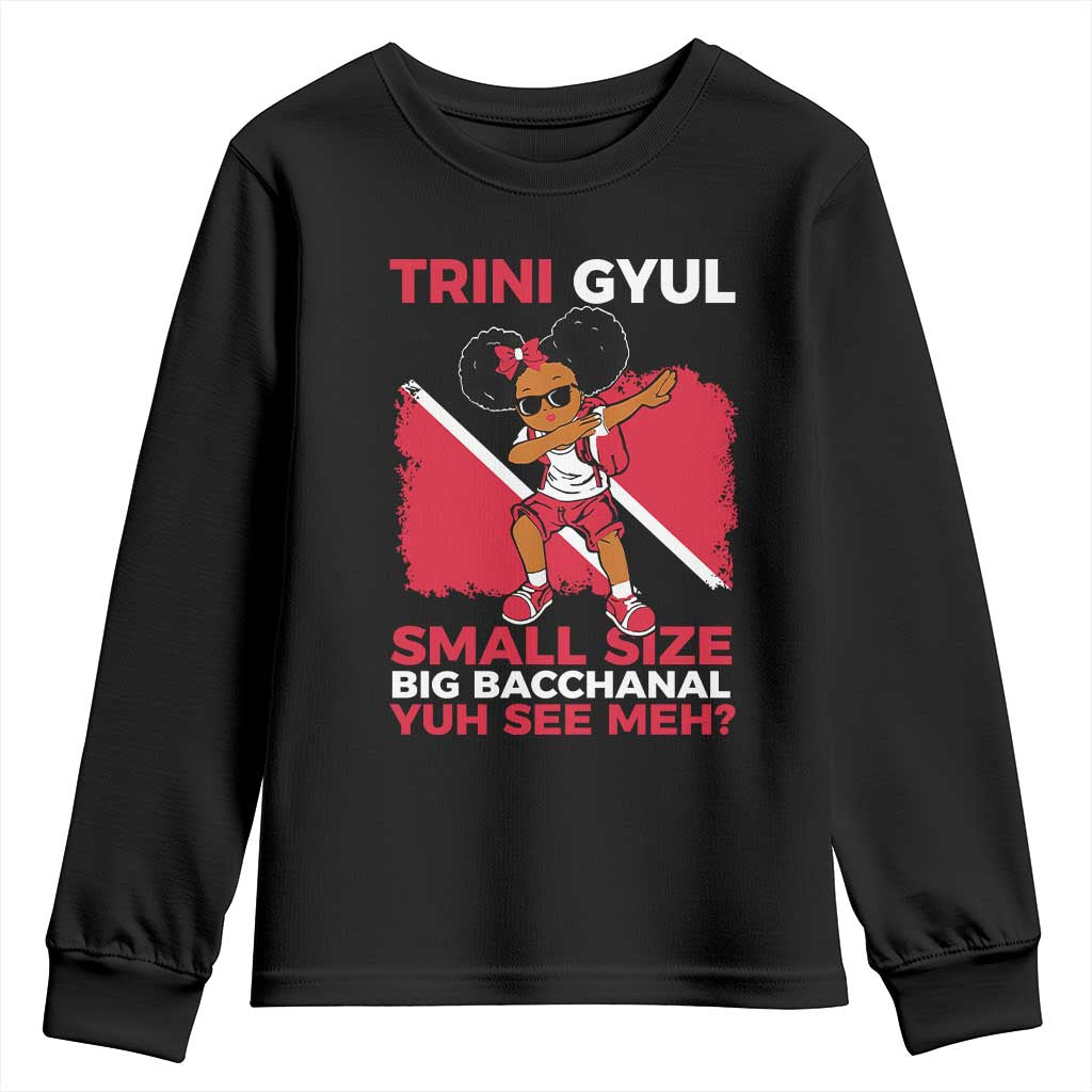 Trini Gyul Youth Sweatshirt Funny Trinidadian Girl Afro Island Girls Caribbean TS10 Black Print Your Wear