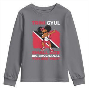 Trini Gyul Youth Sweatshirt Funny Trinidadian Girl Afro Island Girls Caribbean TS10 Charcoal Print Your Wear