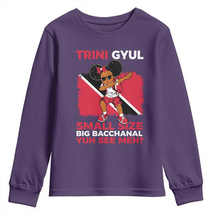 Trini Gyul Youth Sweatshirt Funny Trinidadian Girl Afro Island Girls Caribbean TS10 Purple Print Your Wear