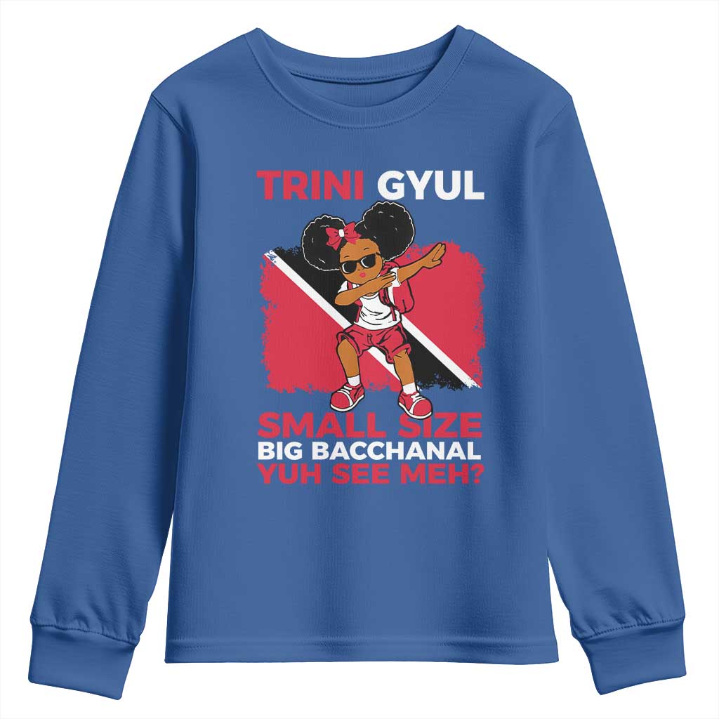 Trini Gyul Youth Sweatshirt Funny Trinidadian Girl Afro Island Girls Caribbean TS10 Royal Blue Print Your Wear