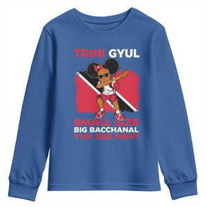 Trini Gyul Youth Sweatshirt Funny Trinidadian Girl Afro Island Girls Caribbean TS10 Royal Blue Print Your Wear