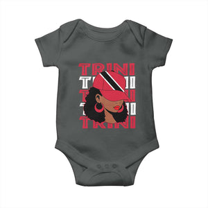 Proud Trini Afro Black Woman Baby Onesie Trinidad and Tobago Flag Pride TS10 Dark Heather Print Your Wear