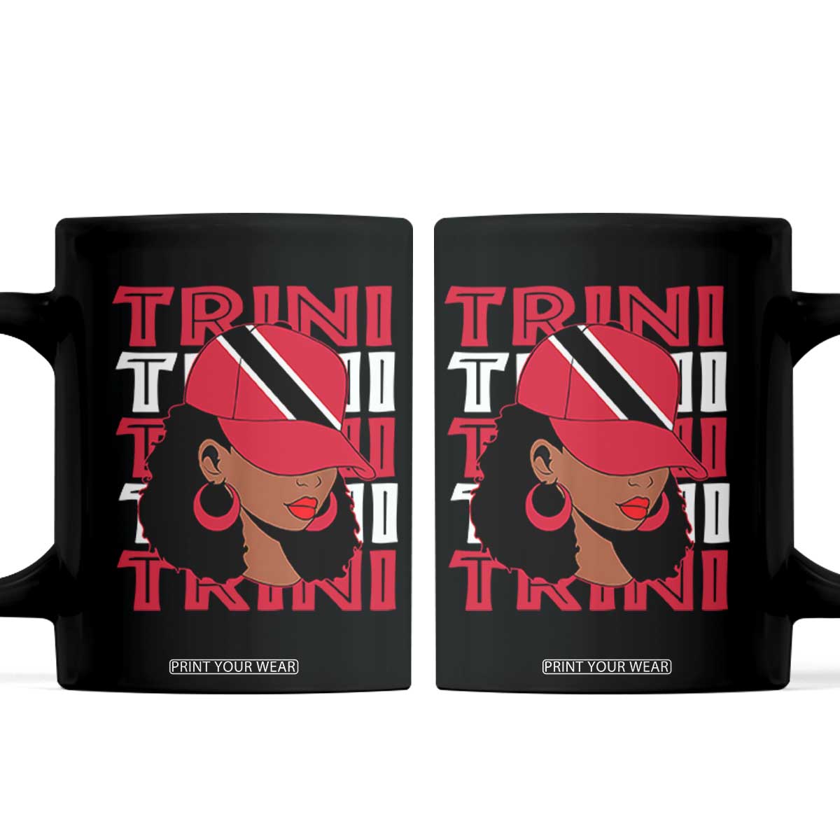 Proud Trini Afro Black Woman Coffee Mug Trinidad and Tobago Flag Pride TS10 Black Print Your Wear