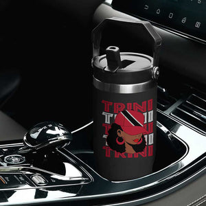 Proud Trini Afro Black Woman Flip Straw Tumbler Trinidad and Tobago Flag Pride TS10 Print Your Wear