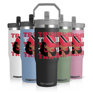 Proud Trini Afro Black Woman Flip Straw Tumbler Trinidad and Tobago Flag Pride TS10 Print Your Wear
