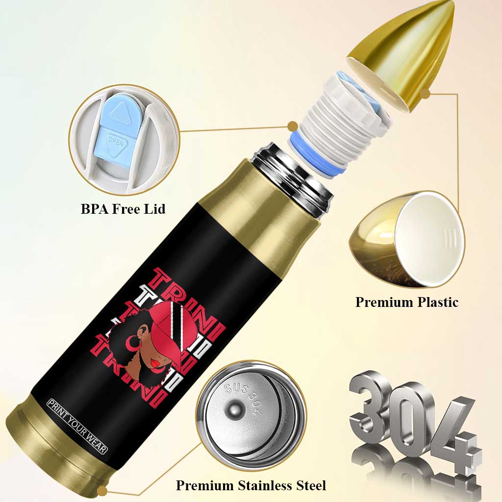 Proud Trini Afro Black Woman Bullet Tumbler Trinidad and Tobago Flag Pride TS10 Print Your Wear