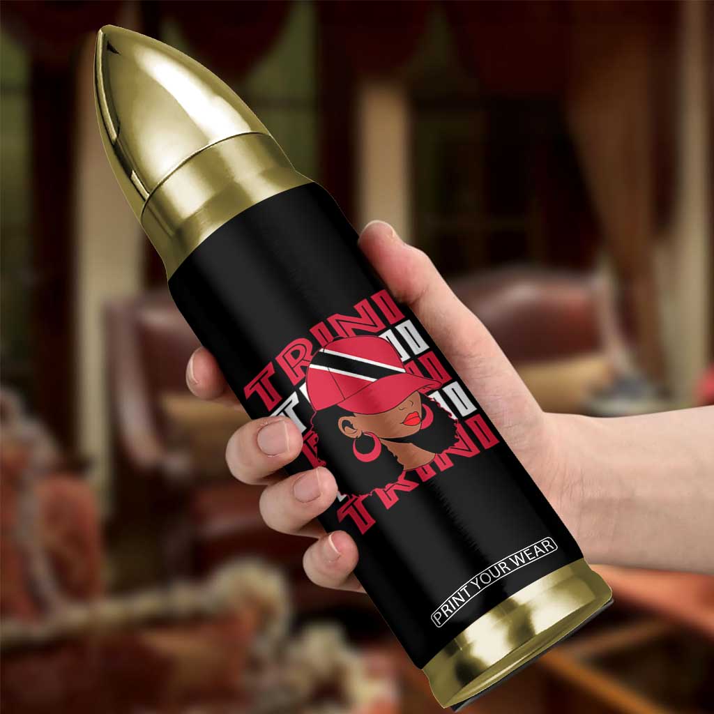 Proud Trini Afro Black Woman Bullet Tumbler Trinidad and Tobago Flag Pride TS10 Print Your Wear