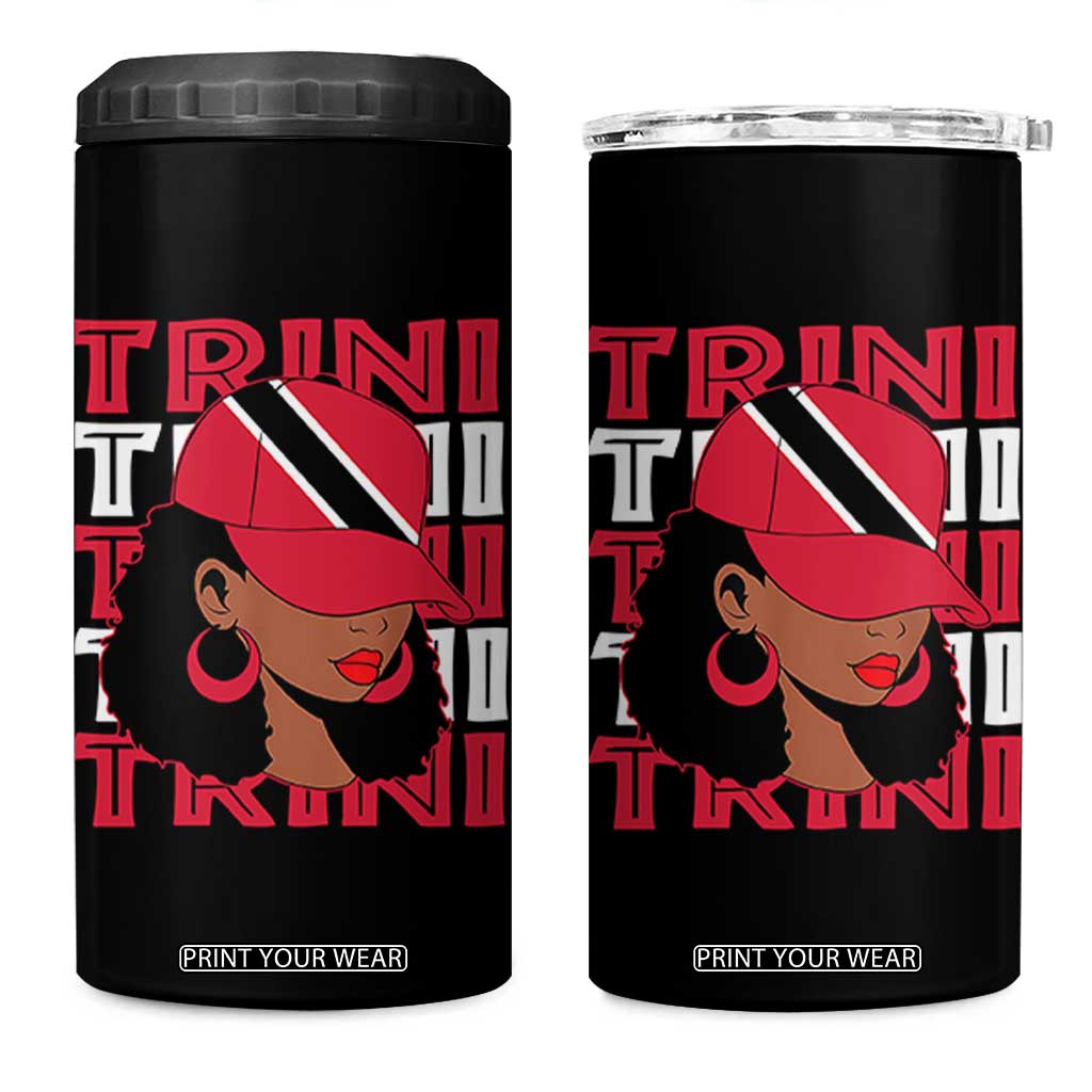 Proud Trini Afro Black Woman 4 in 1 Can Cooler Tumbler Trinidad and Tobago Flag Pride TS10 One Size: 16 oz Black Print Your Wear