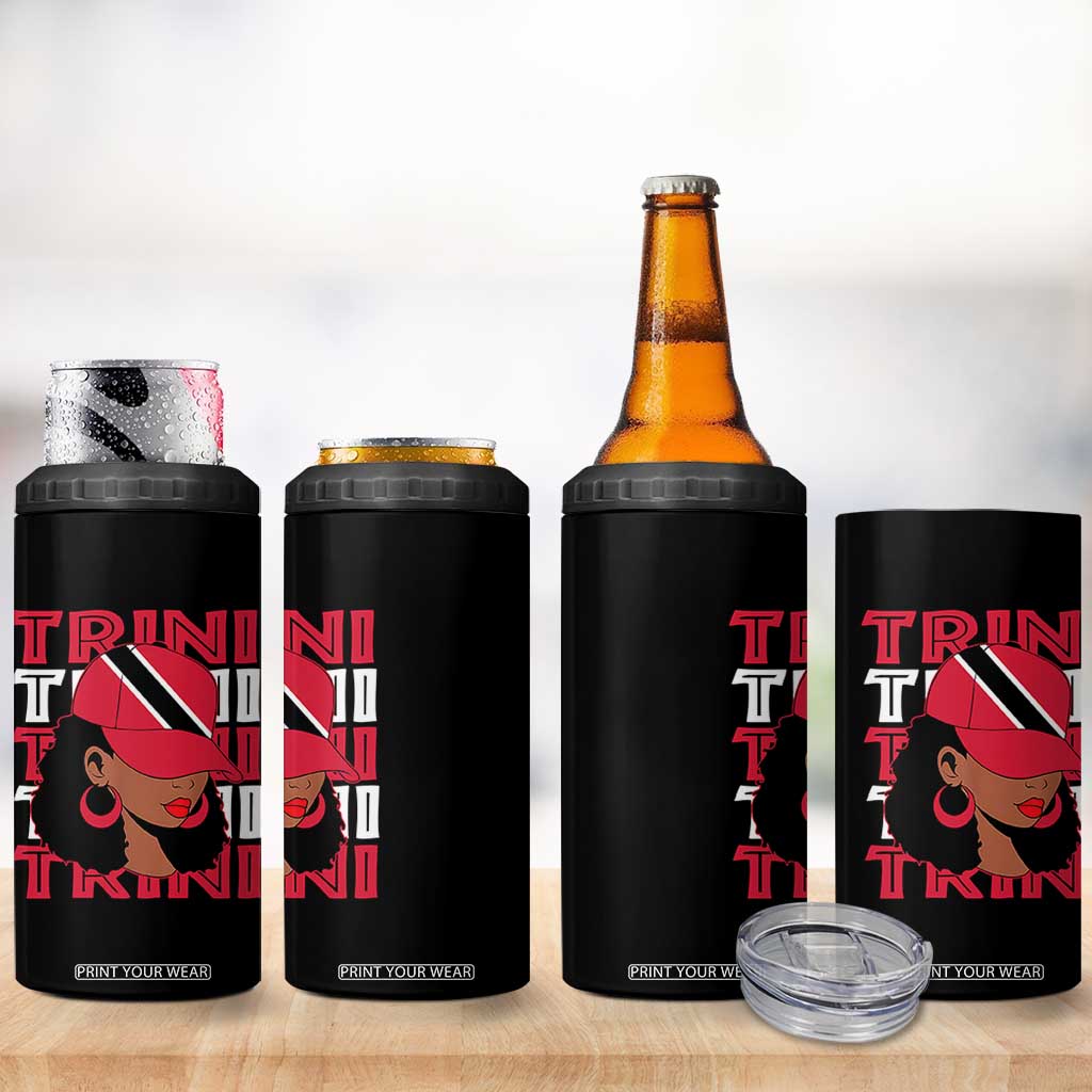 Proud Trini Afro Black Woman 4 in 1 Can Cooler Tumbler Trinidad and Tobago Flag Pride TS10 Print Your Wear