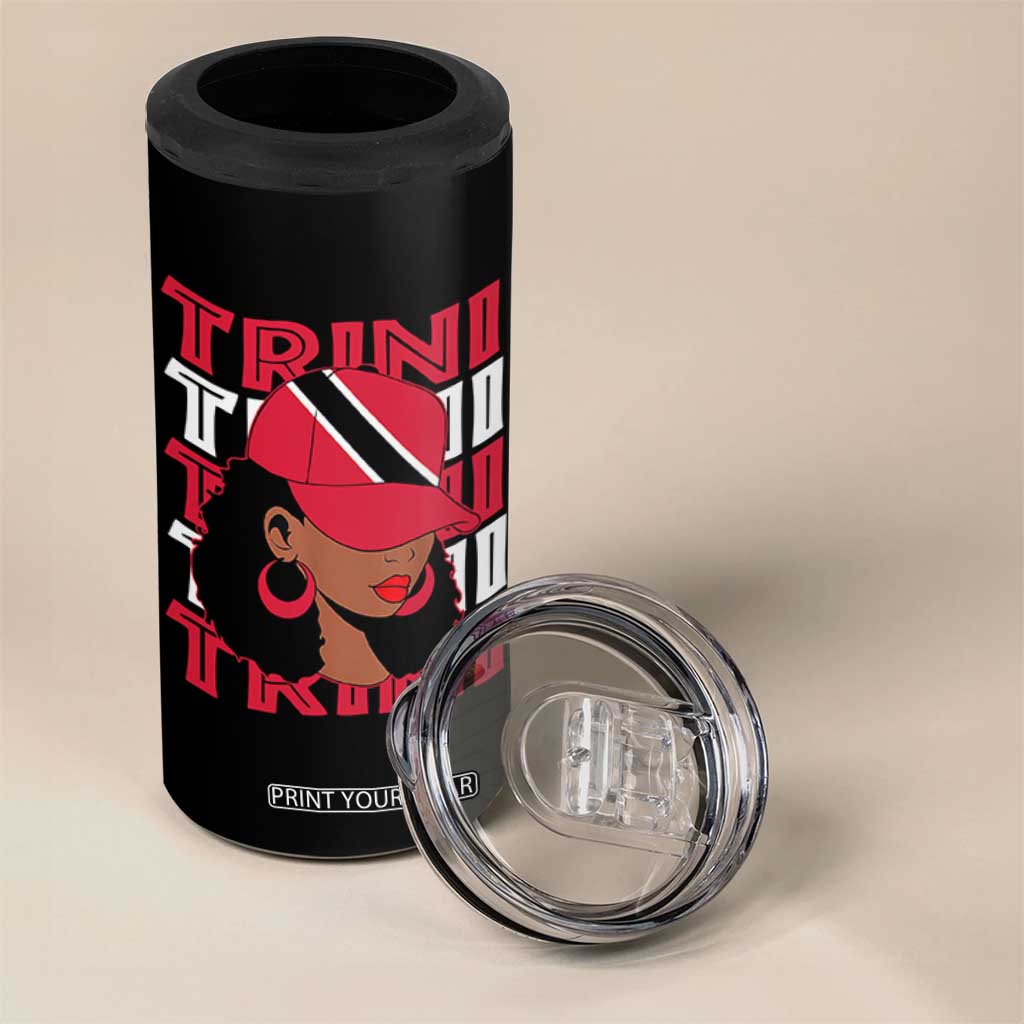 Proud Trini Afro Black Woman 4 in 1 Can Cooler Tumbler Trinidad and Tobago Flag Pride TS10 Print Your Wear