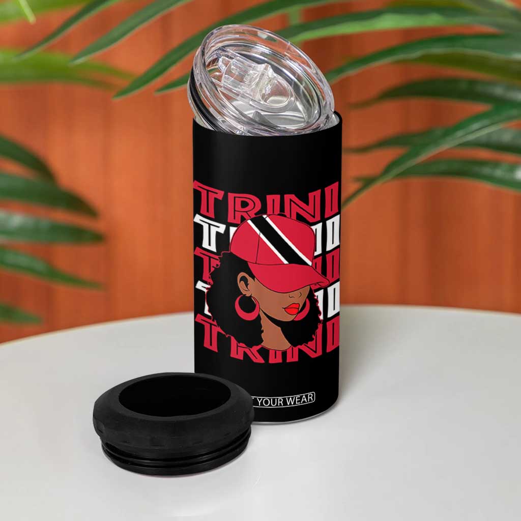 Proud Trini Afro Black Woman 4 in 1 Can Cooler Tumbler Trinidad and Tobago Flag Pride TS10 Print Your Wear