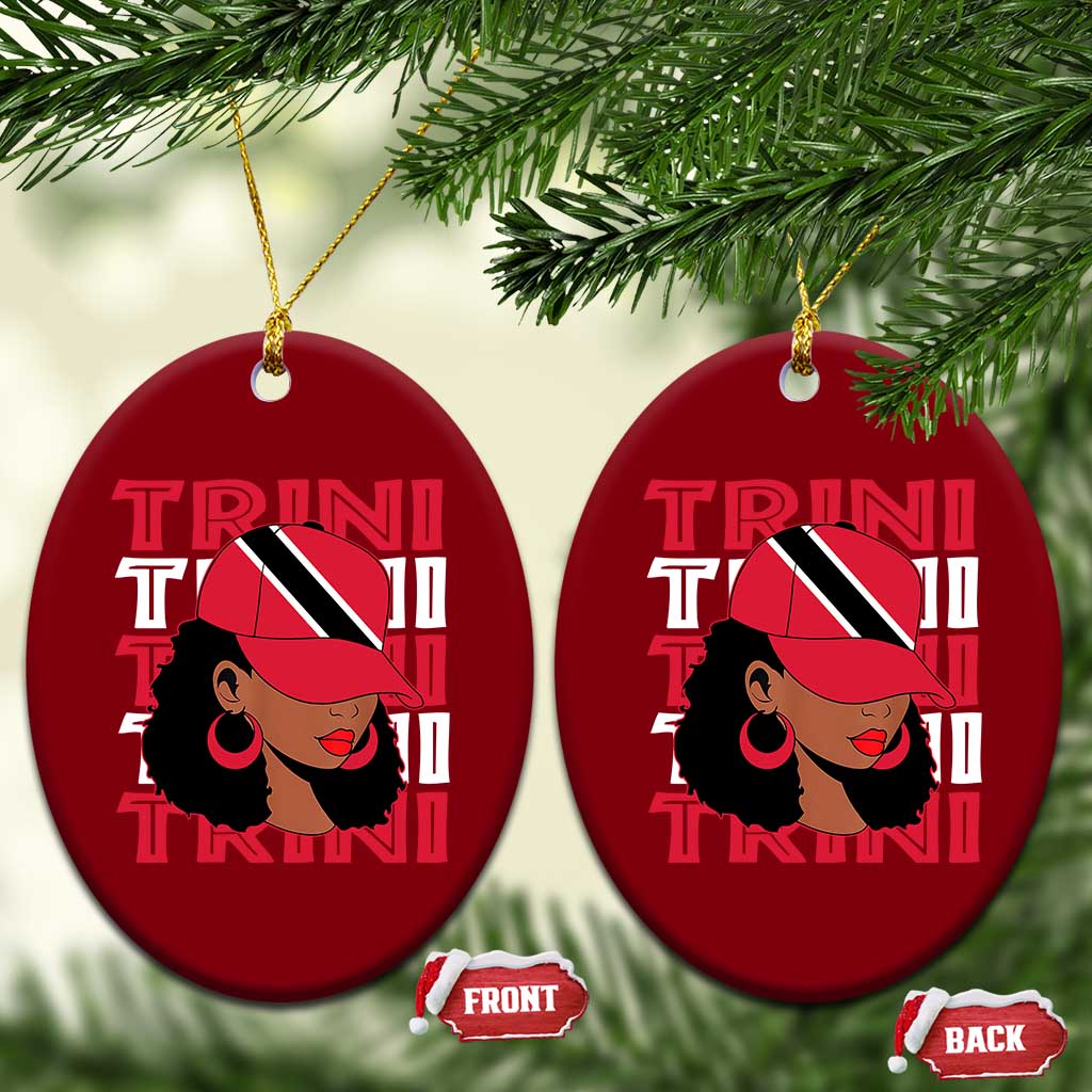 Proud Trini Afro Black Woman Ceramic Ornament Trinidad and Tobago Flag Pride TS10 Print Your Wear