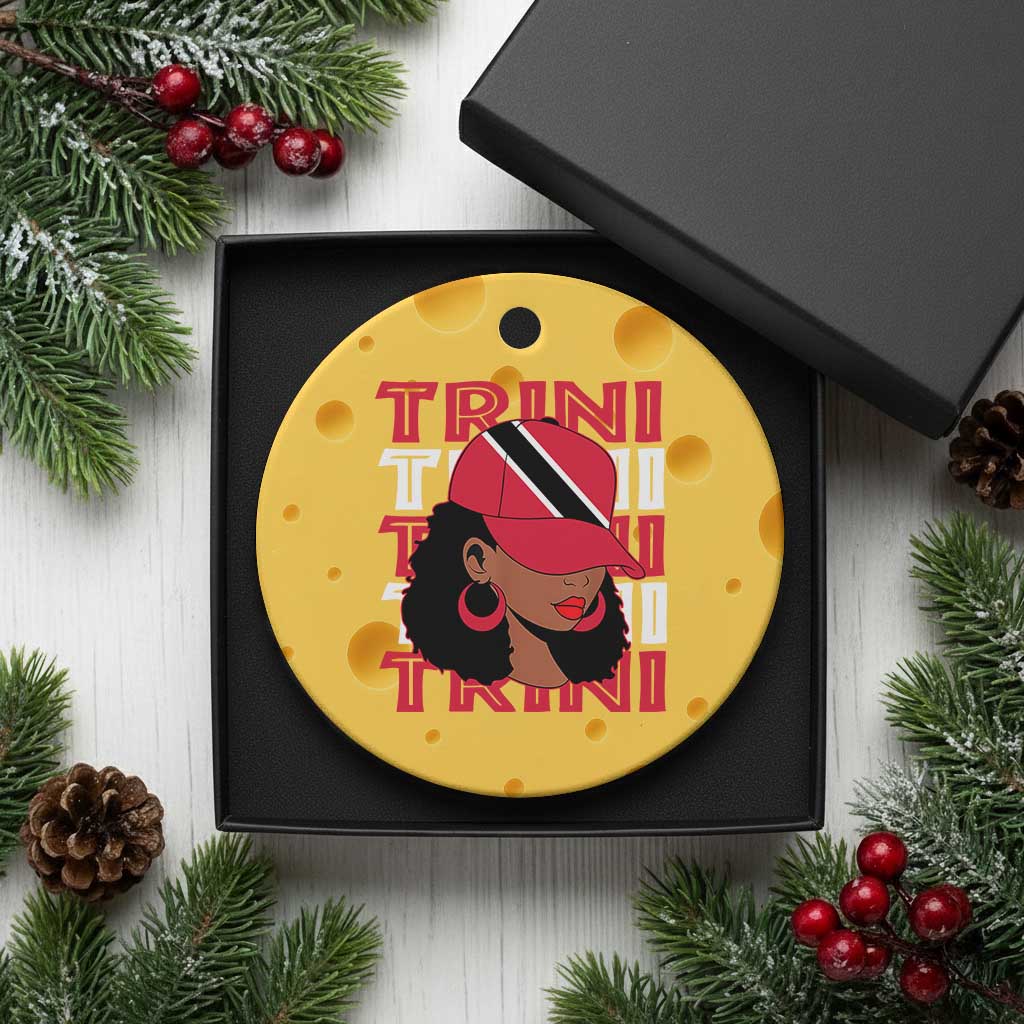 Proud Trini Afro Black Woman Ceramic Ornament Trinidad and Tobago Flag Pride TS10 1pc Yellow Cheese Print Your Wear