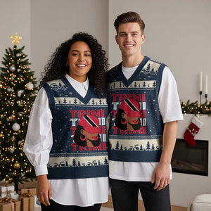 Proud Trini Afro Black Woman V-Neck Knit Sweater Vest Trinidad and Tobago Flag Pride TS10 Navy Beige Print Your Wear