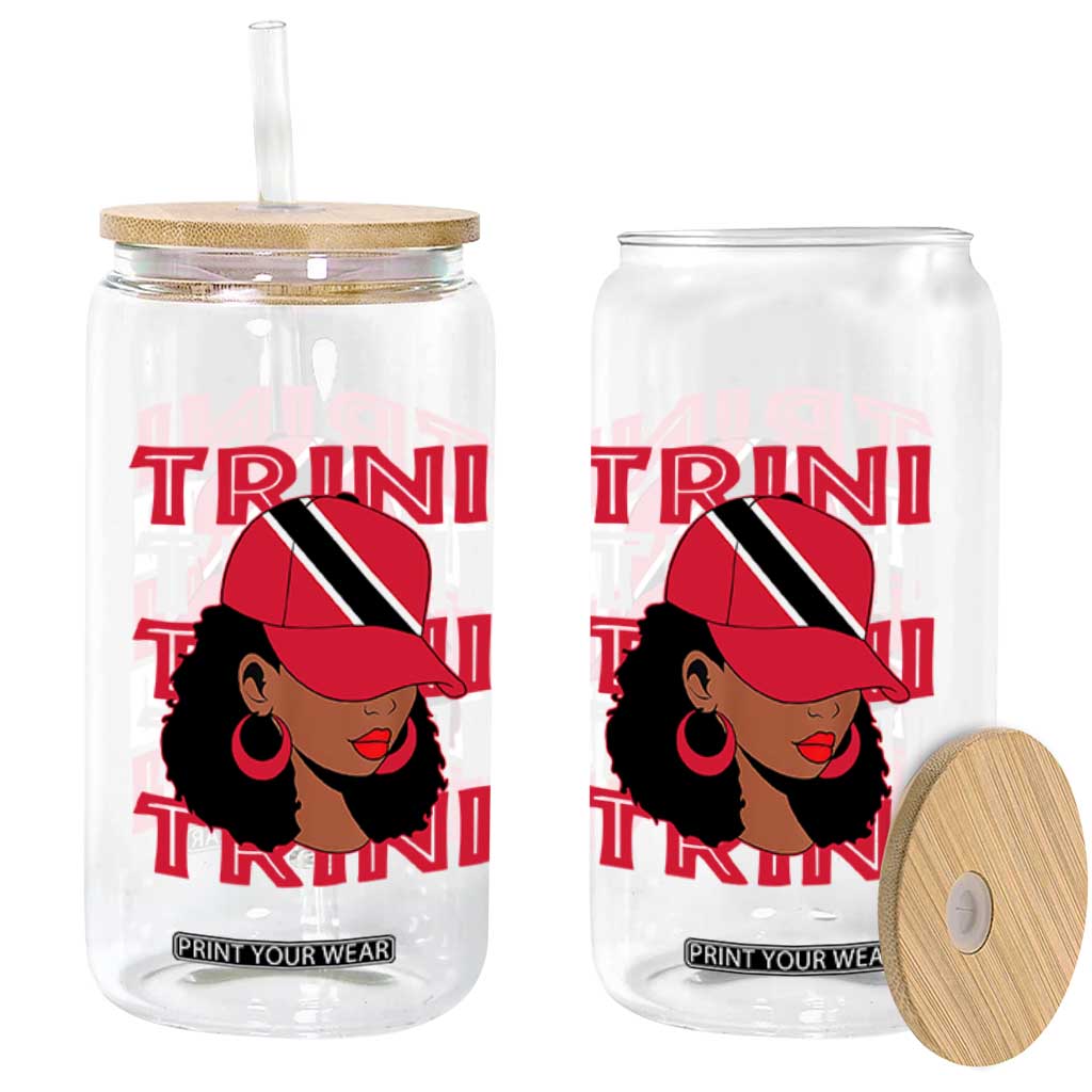 Proud Trini Afro Black Woman Glass Can Trinidad and Tobago Flag Pride TS10 Print Your Wear
