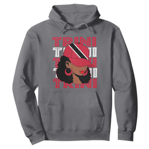 Proud Trini Afro Black Woman Hoodie Trinidad and Tobago Flag Pride TS10 Charcoal Print Your Wear