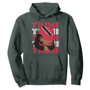 Proud Trini Afro Black Woman Hoodie Trinidad and Tobago Flag Pride TS10 Dark Forest Green Print Your Wear