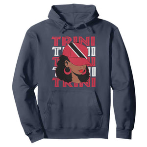 Proud Trini Afro Black Woman Hoodie Trinidad and Tobago Flag Pride TS10 Navy Print Your Wear