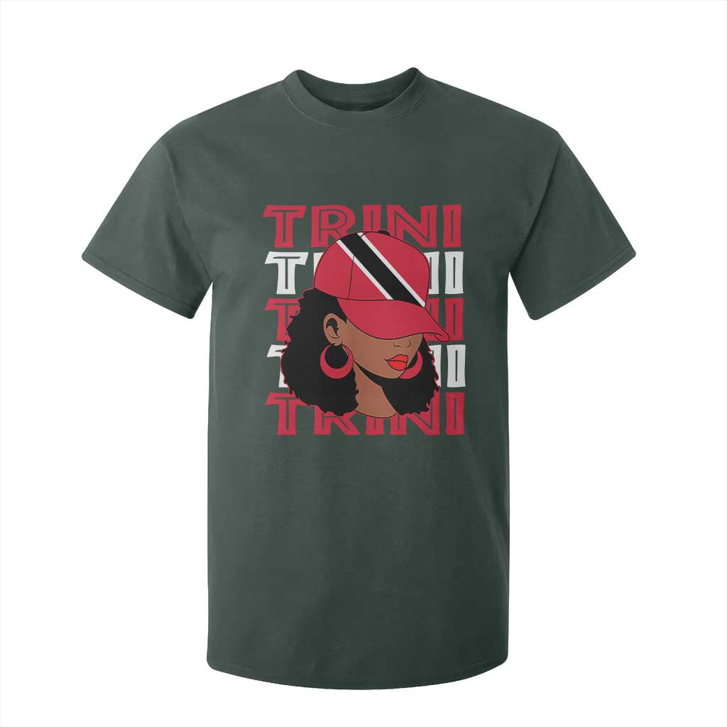 Proud Trini Afro Black Woman T Shirt For Kid Trinidad and Tobago Flag Pride TS10 Dark Forest Green Print Your Wear