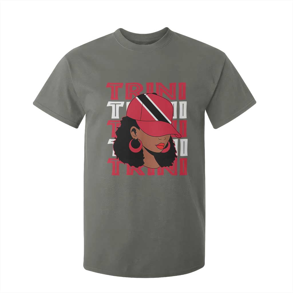 Proud Trini Afro Black Woman T Shirt For Kid Trinidad and Tobago Flag Pride TS10 Military Green Print Your Wear