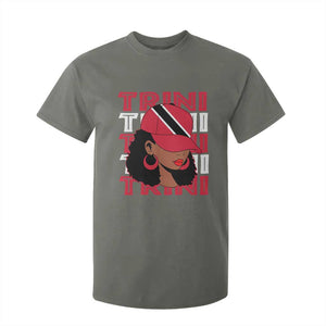 Proud Trini Afro Black Woman T Shirt For Kid Trinidad and Tobago Flag Pride TS10 Military Green Print Your Wear