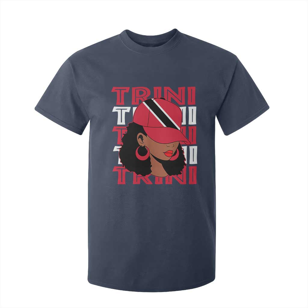 Proud Trini Afro Black Woman T Shirt For Kid Trinidad and Tobago Flag Pride TS10 Navy Print Your Wear