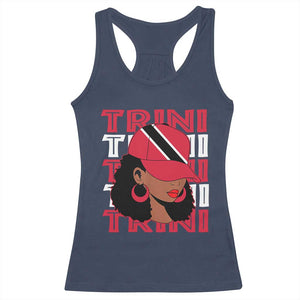 Proud Trini Afro Black Woman Racerback Tank Top Trinidad and Tobago Flag Pride TS10 Navy Print Your Wear