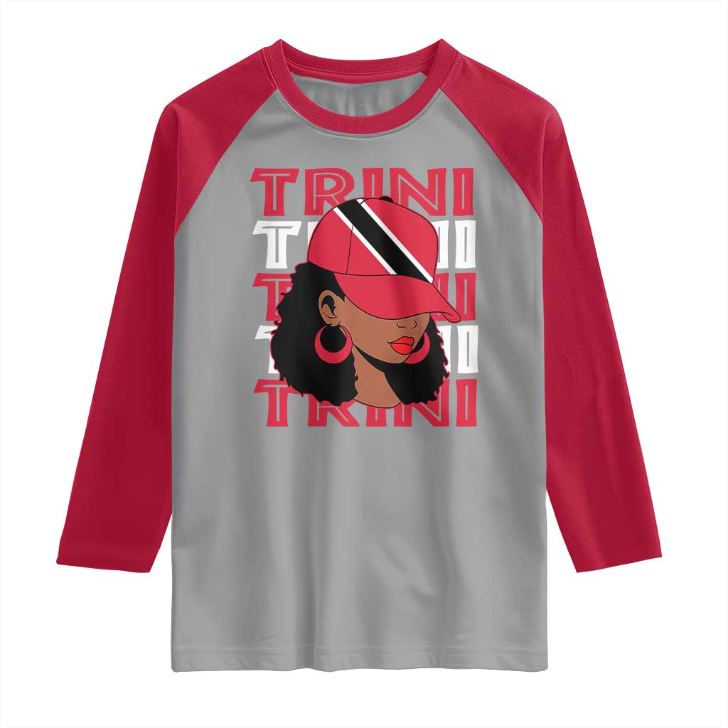 Proud Trini Afro Black Woman Raglan Shirt Trinidad and Tobago Flag Pride TS10 Sport Gray Red Print Your Wear