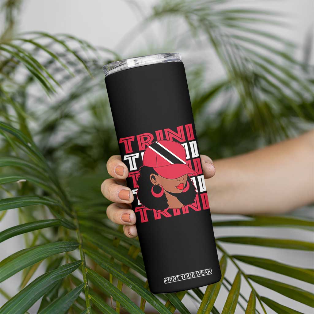 Proud Trini Afro Black Woman Skinny Tumbler Trinidad and Tobago Flag Pride TS10 Print Your Wear