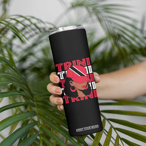 Proud Trini Afro Black Woman Skinny Tumbler Trinidad and Tobago Flag Pride TS10 Print Your Wear