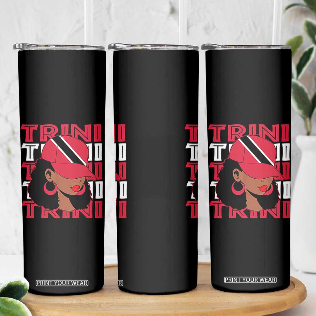 Proud Trini Afro Black Woman Skinny Tumbler Trinidad and Tobago Flag Pride TS10 Print Your Wear