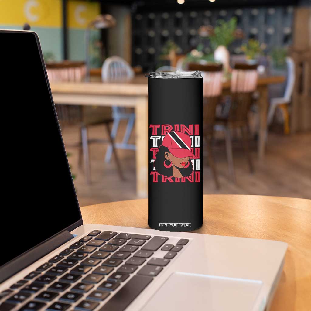 Proud Trini Afro Black Woman Skinny Tumbler Trinidad and Tobago Flag Pride TS10 Print Your Wear