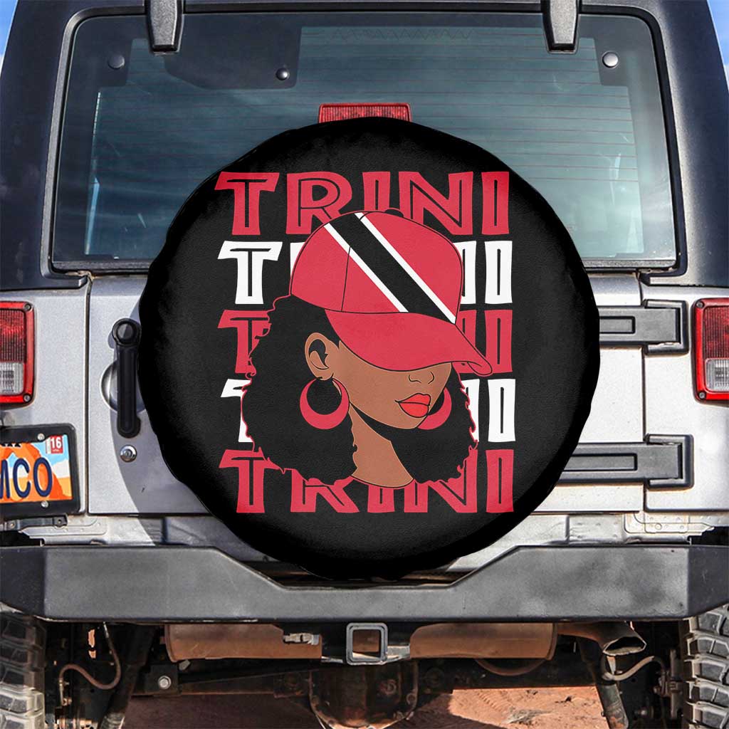 Proud Trini Afro Black Woman Spare Tire Cover Trinidad and Tobago Flag Pride TS10 No hole Black Print Your Wear