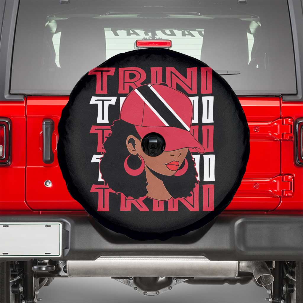 Proud Trini Afro Black Woman Spare Tire Cover Trinidad and Tobago Flag Pride TS10 Black Print Your Wear