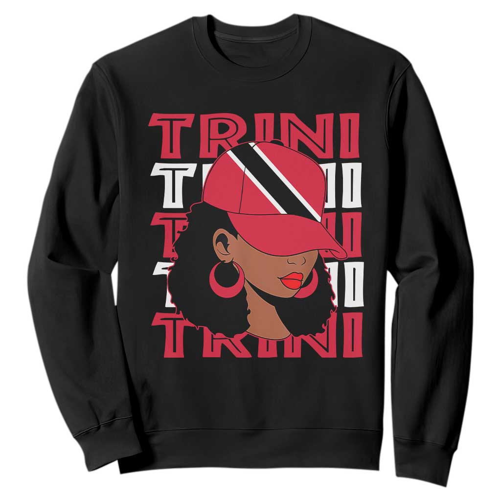Proud Trini Afro Black Woman Sweatshirt Trinidad and Tobago Flag Pride TS10 Black Print Your Wear
