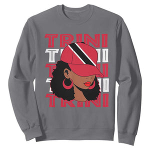 Proud Trini Afro Black Woman Sweatshirt Trinidad and Tobago Flag Pride TS10 Charcoal Print Your Wear