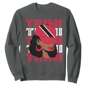 Proud Trini Afro Black Woman Sweatshirt Trinidad and Tobago Flag Pride TS10 Dark Heather Print Your Wear