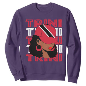Proud Trini Afro Black Woman Sweatshirt Trinidad and Tobago Flag Pride TS10 Purple Print Your Wear