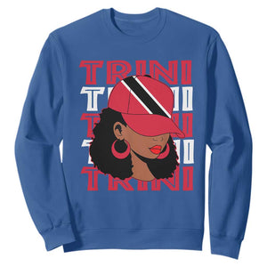 Proud Trini Afro Black Woman Sweatshirt Trinidad and Tobago Flag Pride TS10 Royal Blue Print Your Wear