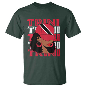Proud Trini Afro Black Woman T Shirt Trinidad and Tobago Flag Pride TS10 Dark Forest Green Print Your Wear