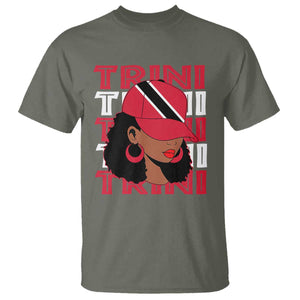 Proud Trini Afro Black Woman T Shirt Trinidad and Tobago Flag Pride TS10 Military Green Print Your Wear