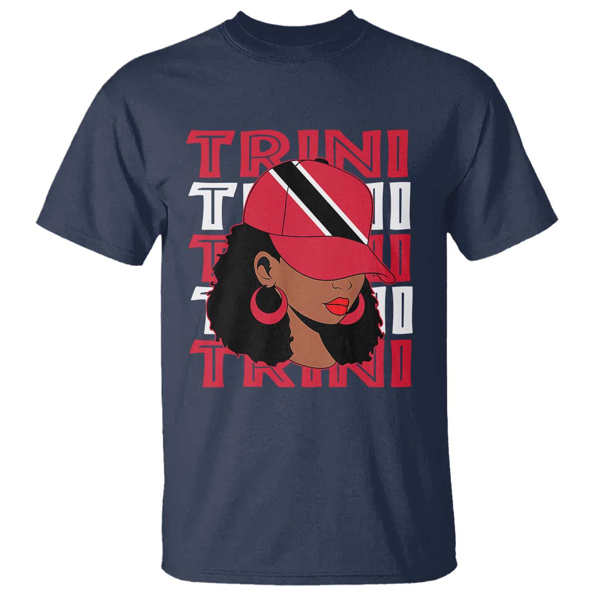 Proud Trini Afro Black Woman T Shirt Trinidad and Tobago Flag Pride TS10 Navy Print Your Wear