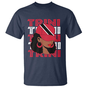 Proud Trini Afro Black Woman T Shirt Trinidad and Tobago Flag Pride TS10 Navy Print Your Wear